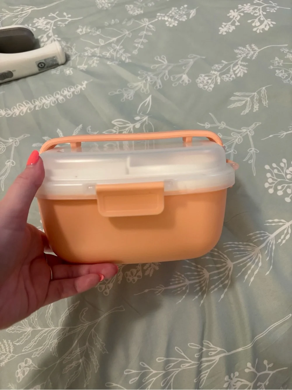 Peach & White 4-Compartment Meal Prep Container